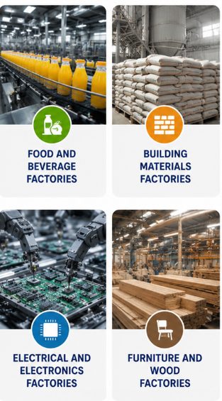 Food, Building, Electrical industries